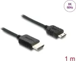 HDMI kabelis DELOCK 81687 &mdash; 1 m, HDMI A (vyri&scaron;kas) į HDMI C (Mini, vyri&scaron;kas), 48 Gbit/s, iki 7680&times;4320, auksuoti kontaktai, juodas