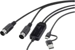 Renkforce RF-6439636 USB, MIDI adapteris [2x DIN ki&scaron;tukas 5pol. - 1x USB-C&reg;, USB-A] Juodas 2 m (RF-6439636)