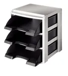 Leitz Plus 3 dėklų stovas popieriams, juodas, A4