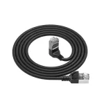 ACT DA4930 0,15 m U/FTP Cat6A LSZH plonasis komutacinis kabelis, RJ45 90&deg; kampu į tiesų, juodas