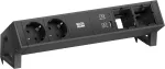 Maitinimo modulis Bachmann DESK2 su 2x CEE7/3 lizdais, 2x kompiuterių prievadais, 2x USB įkrovikliu 22W, juodas, 0.2m GST