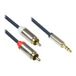Audio Anschlusskabel High-Quality 3,5mm, Klinkenstecker an 2x RCA Stecker, Vollmetallgeh&auml;use, dunkelblau, 2m, Good Connections (GC-M0059)