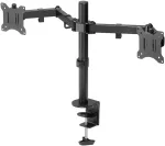 Goobay Monitor Arm Dual Flex &ndash; dviguba monitoriaus ranka 17&ndash;32 colių ekranams, stalinis laikiklis VESA 75 ir 100 mm, sukimas, pasukimas ir pakreipimas, auk&scaron;čio reguliavimas, maksimali apkrova