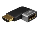 Goobay 72010 HDMI kampinis perėjimas 90&deg; horizontaliai, 8K 60 Hz, paauksuotas, juodas/sidabro