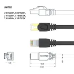 UNITEK Cat.7 S/FTP 2,0 m Ethernet jungiamasis laidas, 10Gbps, 600MHz, auksu dengti RJ45, juodas