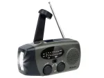 TRACER EXPLORER PRO ekspedicinis radijas su saulės panele, rankine sukimosi svirtimi, NOAA orų juosta, AM/FM, LED žibintuvėliu ir USB power bank