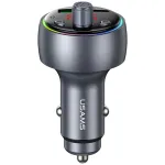 USAMS CC328 30W Bluetooth FM siųstuvas automobiliniam įkrovikliui su USB-C PD ir USB-A QC3.0, laisvų rankų skambučiais, LED ekranu, juodas
