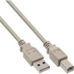 USB 2.0 laidas, A tipo ki&scaron;tukas / B tipo ki&scaron;tukas, pilkas, 1,8 m, InLine 34518L