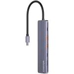 USB Type-C stotelė CANYON DS-17 &mdash; HDMI, USB 3.2 Gen 1 A, USB-C, MicroSD, 10000 Mbit/s, pilka