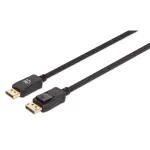 Manhattan DP14MM3M DisplayPort 1.4 kabelis, 8K@60Hz, 3 m, pintas, vyras-į-vyrą, su užraktu, visi&scaron;kai ekranuotas, juodas, garantija visam gyvenimui