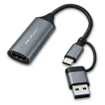 USB-C į USB-A ir HDMI 4K 30Hz adapteris QOLTEC aliuminis