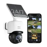 Safemo ST1 SolarCam 4K UHD vaizdo kamera, 8x priartinimas, 132&deg; žiūrėjimo kampas, naktinis matymas, Wi-Fi 2,4 GHz, 3W saulės, balta
