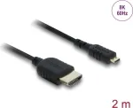 HDMI kabelis DELOCK 81691 &mdash; HDMI A tipo į Micro HDMI D tipo, 2 m, 48 Gbit/s, iki 7680&times;4320, auksuoti kontaktai, juodas