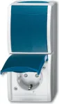 BUSCH JAEGER 2601/6/20 EBW-53 ki&scaron;tukinis lizdas F tipas 2P+E mėlynas baltas IP44 250 V 16 A
