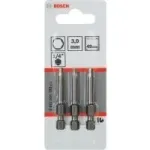Atsuktuvų antgalių rinkinys Bosch 3 vnt. itin kieti, Hex 3 mm, 49 mm ilgio, 1/4 colio kotas