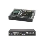 Supermicro SuperServer E300-8D - Serveris - Mini-1U - 1-Way - 1 x Xeon D-1518 / 2.2 GHz - RAM 0 MB - be HDD - AST2400 - GigE, 10 GigE - be operacinės sistemos - Monitorius: nėra