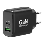 PORT Designs sieninis įkroviklis USB-C PD 65W GaN EU ki&scaron;tukas juodas