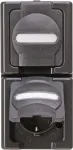 Heinrich Kopp BlueElectric 2-Gang Surface-Mounted Socket Outlet IP44 Anthracite Glossy with Hinged Lid