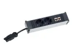 Bachmann CONI 4x UK Outlet 45&deg; Angled Power Strip Unit 3.15A Fuse 1x Module Slot Black