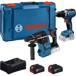 BOSCH PowerTools Combo Kit Cordless Combi Drill 18V 65 + Rotary Hammer 18V 26 with 2 Batteries 5 Ah and Charger (Kit)
