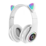 Bemi B39 Vaiki&scaron;kos Bluetooth ausinės su katės ausimis, FM radiju, MP3, MicroSD ir skambučiais &ndash; balta