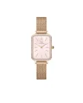 DANIEL WELLINGTON Quadro moteri&scaron;kas laikrodis DW00100669 - 20mm rožinio aukso korpusas, juodas odinis dirželis