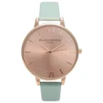 OLIVIA BURTON Women's Big Dial Watch OB15BD75 38mm Rose Gold Tone Stainless Steel Case Grey Leather Strap