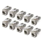StarTech.com Shielded Cat6a Keystone Jack Module 10-Pack RJ45 Ethernet Female, STP, 90-Degree Angled, Tool-less, Silver, 10GBase-T