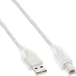 InLine USB 2.0 laidas Type A ki&scaron;tukas / B ki&scaron;tukas, permatomas, 10 m