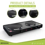 Brock EP 200 BK dviejų kaitviečių elektrinė viryklė, 2500 W, juoda