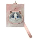 NIMMY Big Eyed Pet 2.0 Cat Pink PU Leather kortelių laikiklio piniginė su 6 kortelių lizdais, monetų ki&scaron;ene ir užtrauktuku
