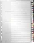 LEITZ A4 itin plataus formato plastikiniai tu&scaron;ti skyrikliai, 20 dalių, universalus perforavimas, permatomai balti 1278-00-00