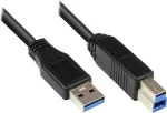 EXSYS EX-K1500 USB 3.2 Gen 1 kabelis, USB-A į USB-B, 0,2 m, juodas