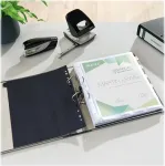 Leitz 1050 Standartinis svirtinis segtuvas A4 52 mm juodas perdirbto kartono su ply&scaron;iais, pir&scaron;to skylute, metaliniais apsaugais 1050-50-95