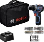 Bosch Professional 12 V 2 Ah be&scaron;epetėlinis akumuliatorinis perforatorius su 2 baterijomis ir įkrovikliu 0615A500CF