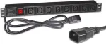 Wirewin NVL8 USV Version 19 colių 1U Rackmount PDU, 8x IEC C13 i&scaron;vadai, IEC C14 įvadas, 10A, 2300W, juodas