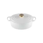 LE CREUSET emaliuoto ketaus ovalus tro&scaron;kinimo puodas 27 cm 4,1 L baltas