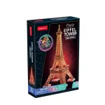 3D dėlionė Cubicfun Eifelio bok&scaron;tas Night Edition LED 306-L534H &ndash; ap&scaron;viestas architektūrinis 3D modelis