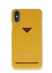 Galinis dėklas telefonui VixFox, skirtas iPhone X/XS, garstyčių geltona, su kortelių ki&scaron;ene