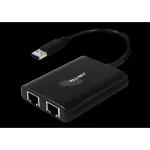 USB 3.0 tinklo adapteris ALLNET ALL-NC-2G-102-USB-A su 2x Gigabit Ethernet ir 1x USB &scaron;akotuvu