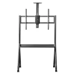 Pertvarkomas TV stovas MACLEAN MC-114 B grindinis mobilus stovas 55&ndash;100 colių ekranams, max apkrova 120 kg, VESA 200x200&ndash;900x600, auk&scaron;tis 115&ndash;152 cm, juodas, lentyna