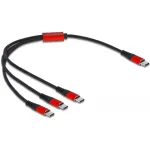 USB įkrovimo laidas DeLOCK 3 in 1 USB Type-C į 3 x USB Type-C 30 cm juodas/raudonas