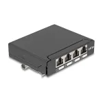 Pataisų skydelis DELOCK Mini Desktop RJ45 4 prievadų Cat.6A ekranuotas, juodas, metalinis, 90&times;22&times;93 mm
