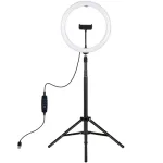 LED žiedinis ap&scaron;vietimas 30 cm su trikoju stovu iki 1,65 m ir telefono laikikliu, USB