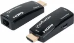 Manhattan 1080p@60Hz kompakti&scaron;kas HDMI per Ethernet prailgintuvų rinkinys, signalo atstumas iki 60 m naudojant vieną Cat6 Ethernet kabelį, siųstuvas ir imtuvas įtraukti, maitinimas per kabelį, itin plonas dizainas, trejų metų garantija, juoda