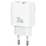 Įkroviklis USAMS CC316 T65 30W 1&times;USB-C 1&times;USB-A Greitas įkrovimas