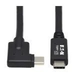 Eaton Tripp Lite Series USB-C laidas (M/M) - USB 3.2 Gen 2, Thunderbolt 3, 100W PD įkrovimas, stačiu kampu, juodas, 1 m