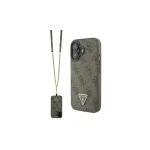Guess GUHCP16SP4TDSCPW iPhone 16 6,1 inch Hardcase Leather Metal Logo Strass Crossbody Brown