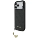 Guess 4G Charms Collection MagSafe dėklas, skirtas iPhone 17 Pro Max, juodas