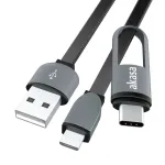 Akasa AK-CBUB35-10BK USB 2.0 laidas - USB A į Micro-USB B su USB-C adapteriu - 1 m - Juoda